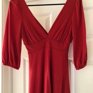 Womens Forever 21 Red Blouse Deep V Neck Tunic